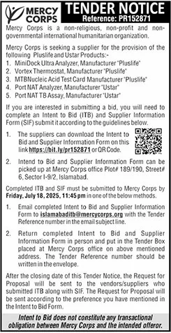 Mery Corps Islamabad Tender Notice